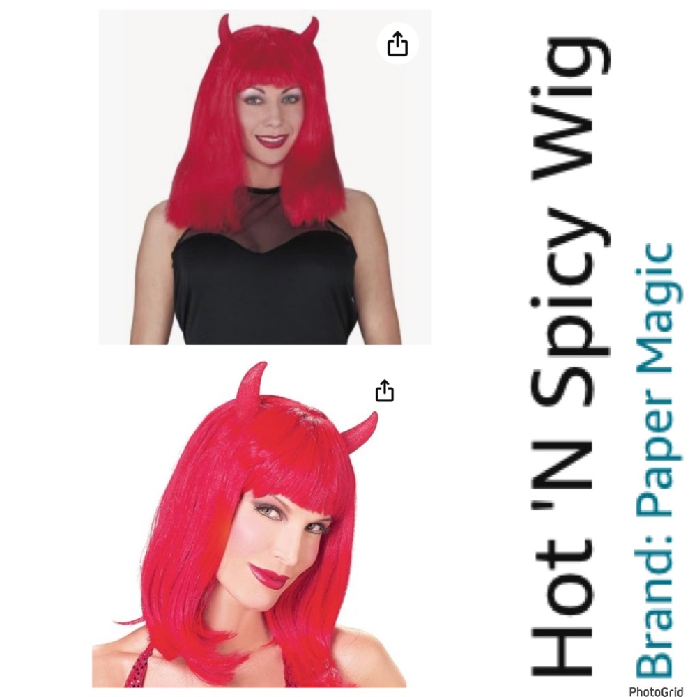 Paper Magic Group Hot n Spicy red devil wig Halloween costume NEW